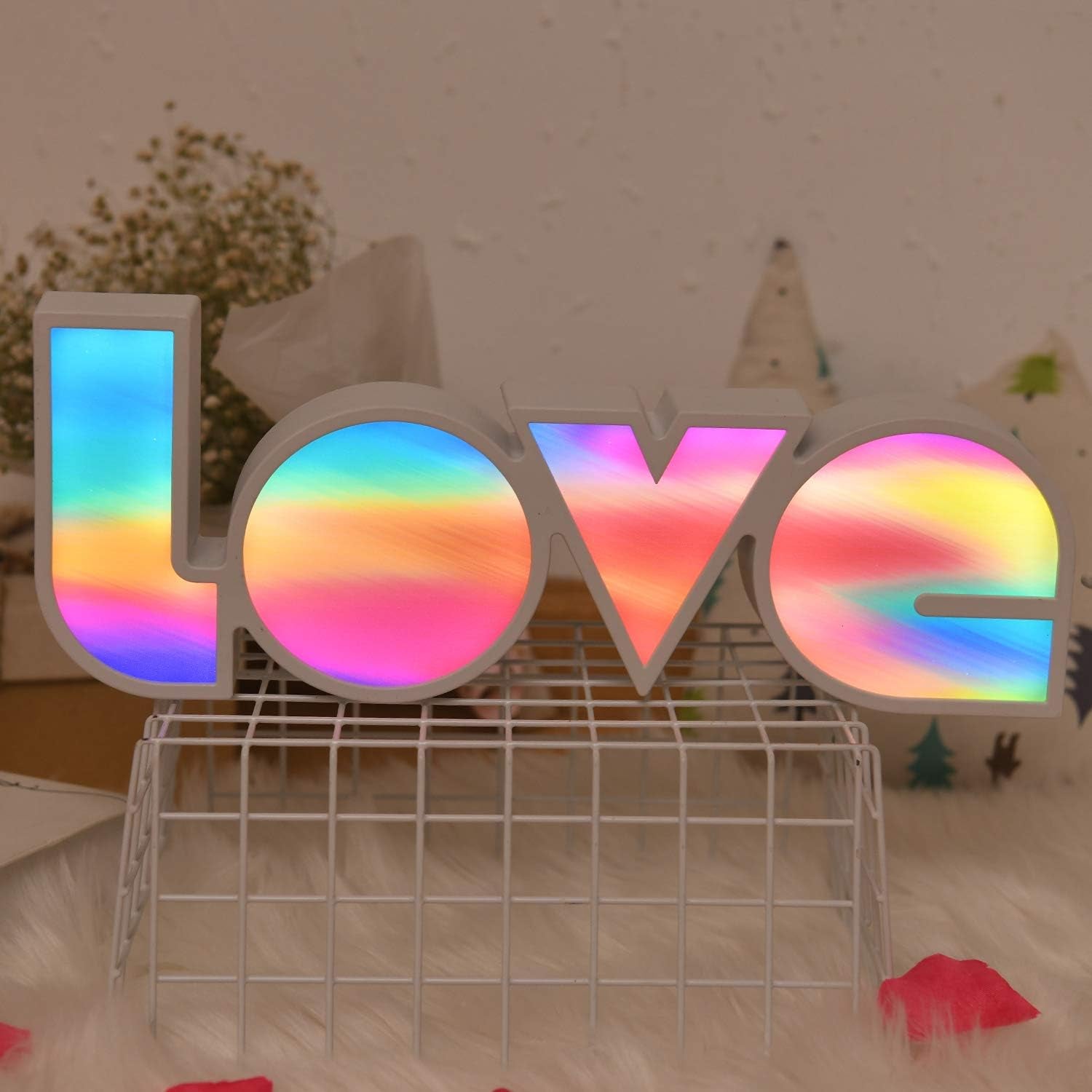 Rainbow Love Neon Sign Lamp - 14" LED Marquee Light for Valentine's Day, Parties & Special Occasions