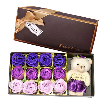 Valentines Day Gifts  2024 Valentine'S Day Bear Gift Box Gift Rose Gift Small Gift 12 Soap Flower